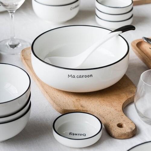 Nordic Simple Ceramic Western Food Steak Pasta Fish Plate Salad Soup Rice Bowl Spoon Dish Porcelain Home Tableware Set Wholesale