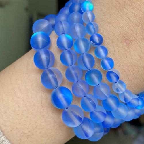 Stone Dull Polished Blue Austrian Crystal Round Beads For Jewelry Making Diy Handmade Bracelet Charm Accessories 6-12 mm 15