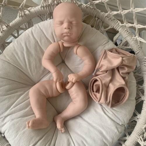77HD 21inch Reborns Doll Kit Unpainted Babies Doll Kit with Head Full Limbs & Body Cloth, Handmade Mold Set DIY Realistic Toy