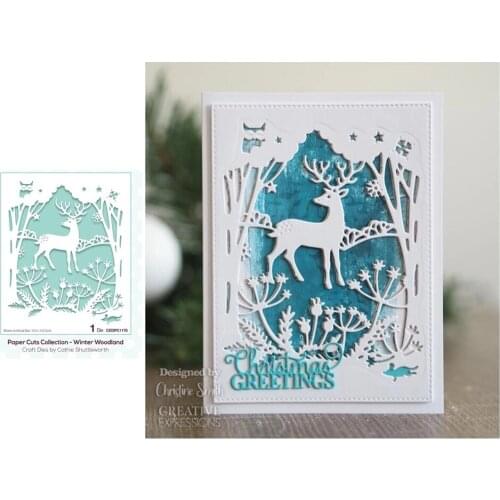 Elk in winter Metal Cutting Dies for DIY Scrapbooking Photo Album Decorative Paper Greeting Card Template for Card Making 2021