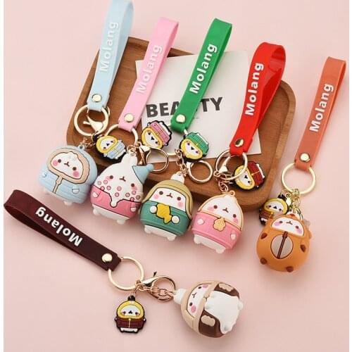 Korean Fashion Rabbit Keychains Cute Sweet Heart Bunny Car Key Chain Anime Girls Pendant Bag Keyring Lovely Animal Jewelry Gift
