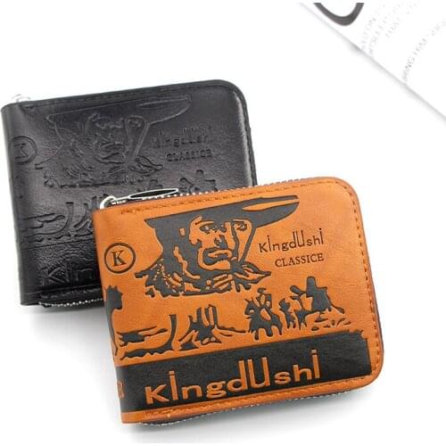 Men Letter Print Credit Card Holder Wallets Zipper Hasp Money Bag Clutch Handbag Vintage Slim Anime Small Mini Wallet Coin Purse