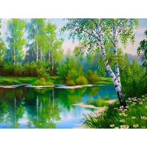 Landscape Tree DIY Cross Stitch Embroidery 11CT Kits Needlework Craft Set Printed Canvas Cotton Thread Home Decoration Sell