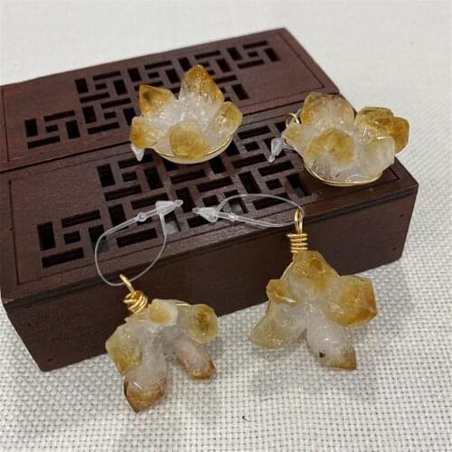 Natural Citrine Yellow Resin Pendant Lady Healing Necklace Irregular Pendant DIY Jewelry Accessories Jewelry Making Wholesale