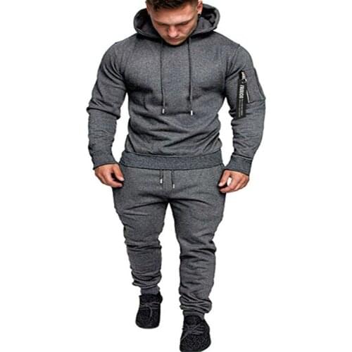 Autumn and Winter Breathable Outdoor Suit Pullover Hoodie Mens Gym Training Solid Color Hooded Mens Sweatshirt Running Suit