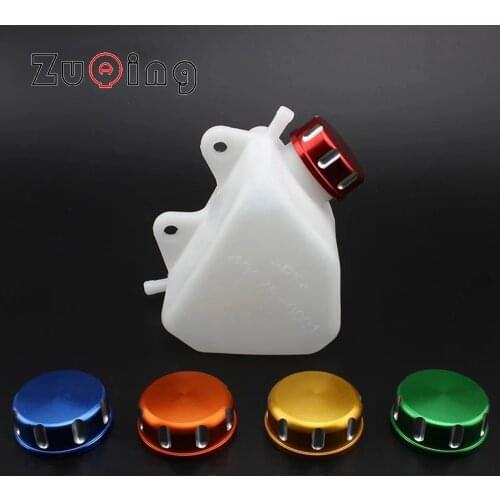 Motorcycle Plastic Water Coolant Reservoir Tank CNC Caps Coolant Reservoir Tank Radiator Overflow for Kawasaki KLX 250 KLX250