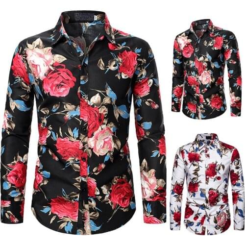 Men Shirt Men Long Sleeve Shirt Floral print Shirt New Clothing Autumn Streetwear Casual Fashion Men Shirt