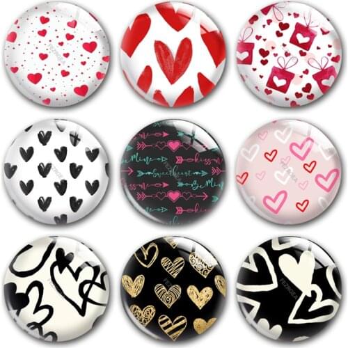 Handmade Valentines Day Cool Heart Love You Round Photo Glass Cabochons Demo Flat Back DIY Jewelry Making Findings Accessory