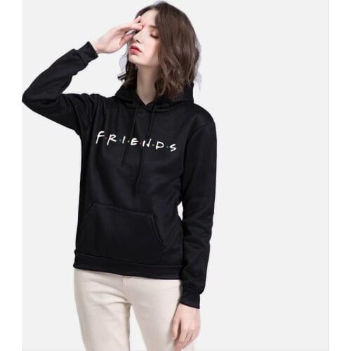 2021 Black Oversized Hoodies Long Sleeve Friends Print Womens Sweatshirts Winter Woman Clothing Tops Casual Hoody Female
