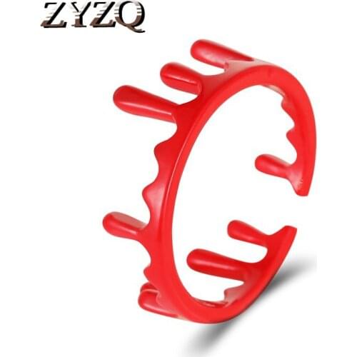 ZYZQ Halloween Funny Jewelry Scary Cut Bloodstain Ring For Women Personality Dark Bloody Adjustable Opening Ring