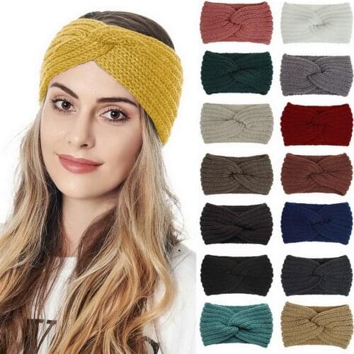 New Knitted Knot Cross Headband For Women Autumn Winter Girls Hair Accessories Headwear Elastic Hair Band Hair Accessories