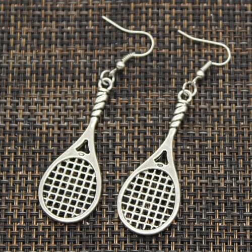 New Fashion Handmade Tennis Racket Pendants Silver Color Earrings For Womens Style