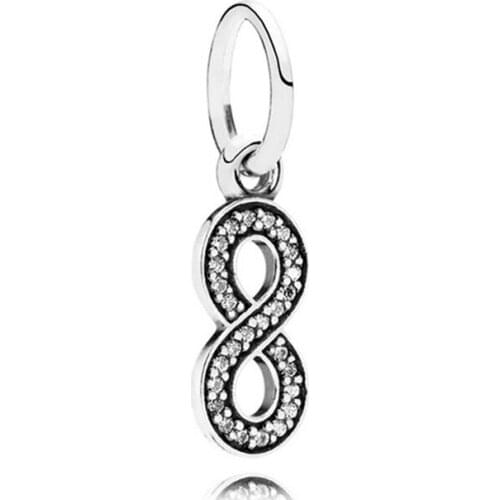 Authentic 925 Sterling Silver Bead Infinity Sign Pendant Charm Fit Fashion Women Pandora Bracelet Bangle Gift DIY Jewelry