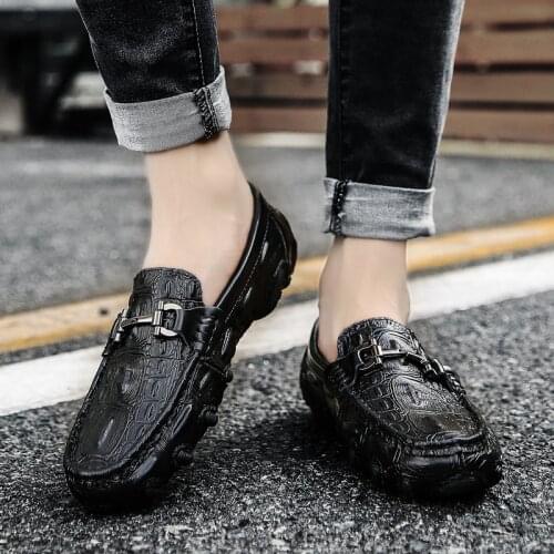 Winter Luxury Brand Fashion Genuine Leather Leisure Comfy Soft Casual Shoes Luxury Brand Loafers Slip On Gentleman Footwear I