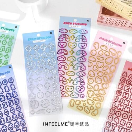 1 Sheet Bling Sequined Stars and Moons Rainbow Decorative Sticker