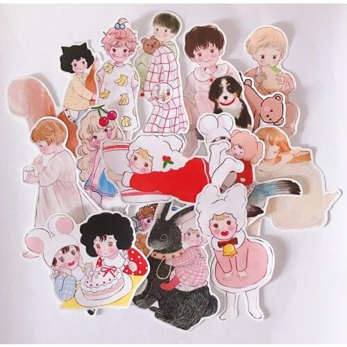 15PCS cute girl Stickers Crafts And Scrapbooking stickers book Student label Decorative sticker kids toys