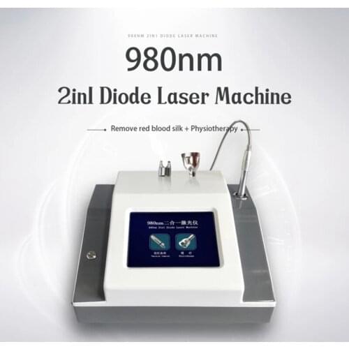 2 in 1 Laser Spider Veins Vascular Removal Laser Facial Telangiectasis Removal 980nm Diode Laser Beauty Machine + Skin Cooling