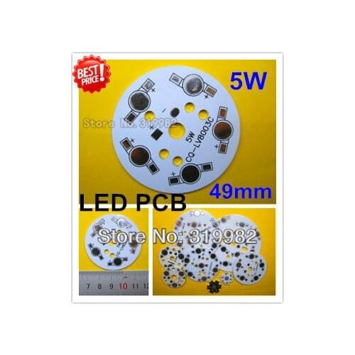 30pcs/lot, 5W LED PCB, 49mm for 5pcs LEDs, aluminum plate base, Aluminum PCB, LED DIY Printed Circuit Boards, high power 5W PCB