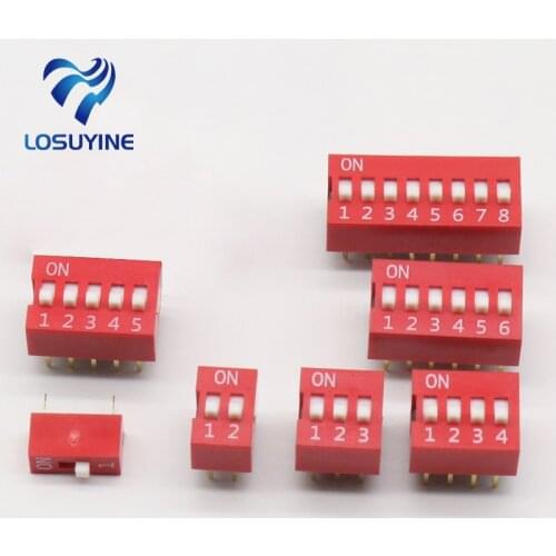 35PCS/LOT Dip Switch Kit In Box 1 2 3 4 5 6 8 Way 2.54mm Toggle Switch Red Snap Switches Each 5PCS Combination Set