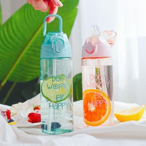 450/600ml Baby Bottle Kids Straw Cup with Handles Child Bottle Sippy Cups Children Learn Drinking Water Straw Training Cup