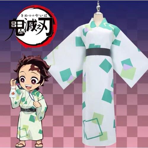 Anime Demon Slayer/Kimetsu no Yaiba Kamado Tanjirou Kimono Summer bathrobe Uniform Cosplay Costume Halloween Free Shipping 2020