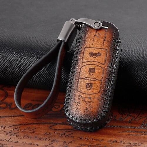 Car Accessories Genuine Leather Car Auto Remote Key Case Cover Holder Skin Shell for Mazda 2 3 5 6 8 CX7 CX5 CX9 MX5 CX4
