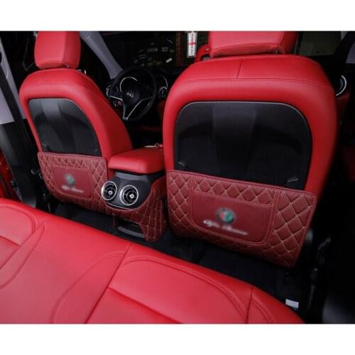 Car Childrens Anti-Kick Mat Shape Car Double-Layer Leather Back Storage Bag For Alfa Romeo Stelvio Car Accessories Interior