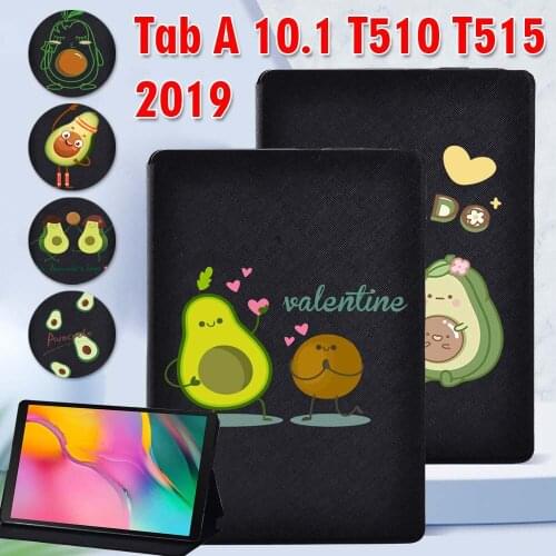 Tablet Case for Samsung Galaxy Tab A 10.1" 2019 PU Leather Avocado Series Cute Patterns Stand Cover Capa for SM-T510/T515