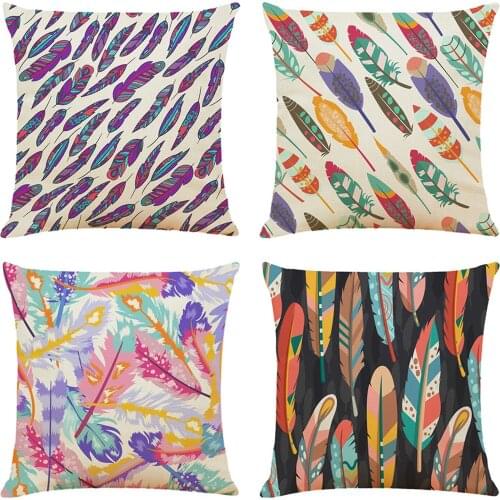 Feather Printed Decorative Pillowcase Throw Pillow Case Polyester Printing Pillow Cover Home Decor Pillowcase kussensloop