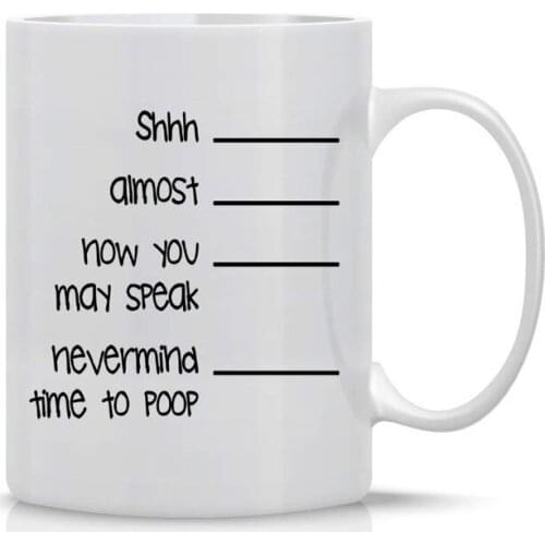 Crazy Bros Tees Shh. Time Men Makes Funny Poop 11 OZ Coffee Mug - Perfect Gift for Father Day, White