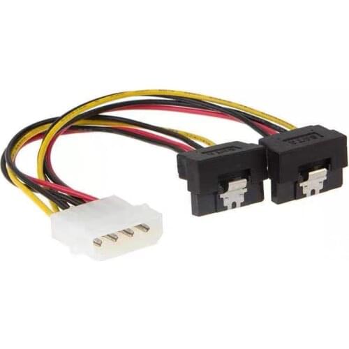IDE 4Pin Molex Male M To SATA Dual 2X15Pin F Female 90 Degree With shrapnel Splitter Y 1 To 2 extension hard disk Power Cable