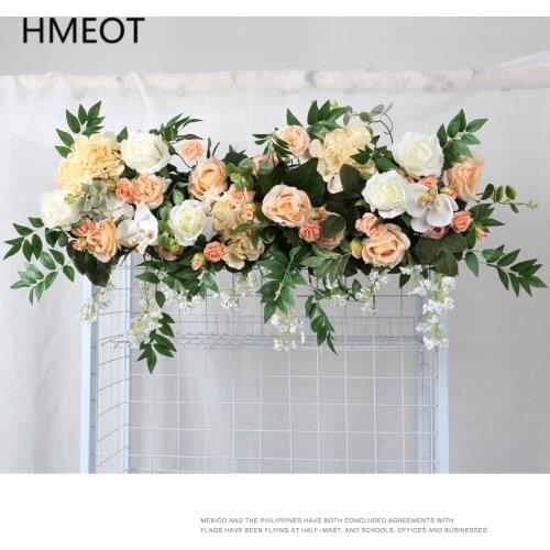 Custom Champagne Artificial Flower Ball Arrangement Wedding Arch Arrangement Decor Flower Row Table Flower Road Lead Party Props