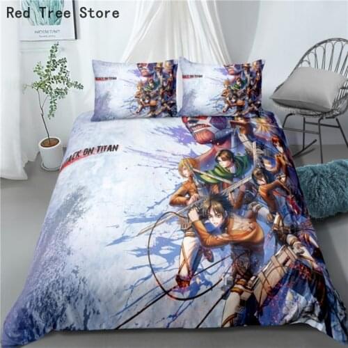 3D Bedding Set Attack On Titan Printed Janpan Anime Duvet Cover For Kids Boy Quilt Bed Linens Comforter Queen King Single Size