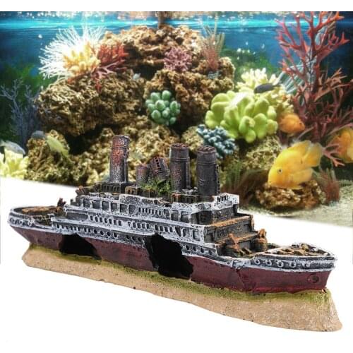 Titanic Lost Wrecked Boat Ship Aquarium Fish Tank Landscape Decoration Ornament Wreck Ornaments Aquarium Accessories