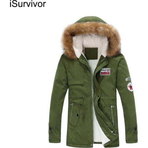 ISurvivor Men Coats Winter Jacket Men Slim Thicken Fur Hooded Outwear Warm Coat Top Brand Clothing Casual Mens Coat Homme Tops