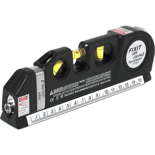 3 in 1 Laser Level Cross Line Ruler With Measuring Tape Plumb/Level/45-Degree