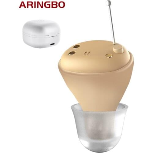 Aringbo Best Rechargeable Hearing Aid Mini Digital In-Ear Sound Amplification Deaf Assist With Replacement Earplugs Charging Box