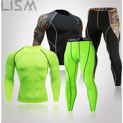 LISM Long-Sleeved Mens Suit Casual Sports Long Underwear Gym Fitness Training Suit Indoor Base Tight-Fitting Warm Suit Men