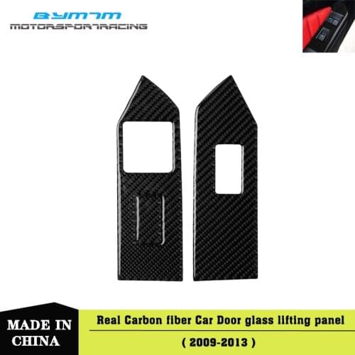Real Carbon Fiber Window Lifter Control Window Switch Decor Armrest Panel Trim Car Styling Accessories For Mustang