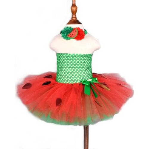 New Girls Watermelon Tutu Dress Baby 1st Birthday Party Tulle Dress Outfit Kids Summer Fluffy Fancy Dresses Fruit Birthday 0-12Y