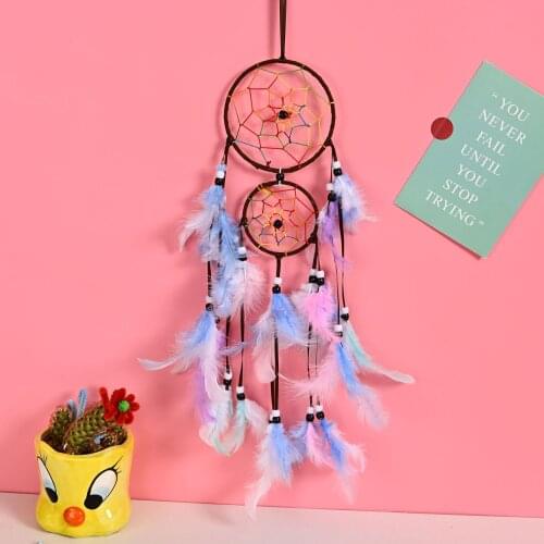 Handmade Girl Heart Vintage Feather Dream Catchers Feathers Wall Hanging Room Car Home Decor Substance Dreamcatcher Ornament