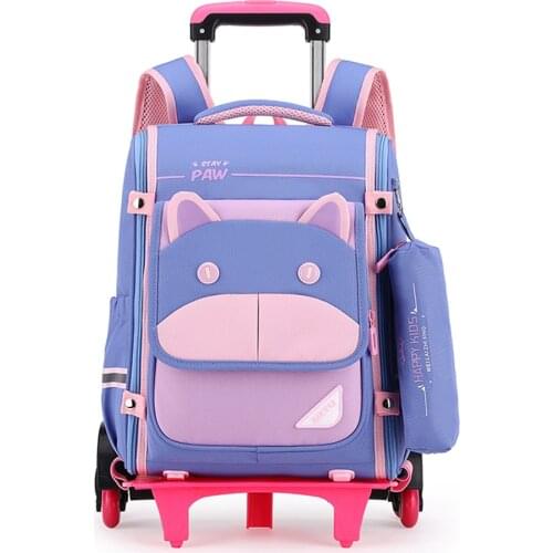 Kids 6 Wheels Removable Trolley Backpack Wheeled Bags Children School Bag for Boys Girls Travel Bags Child School Backpack