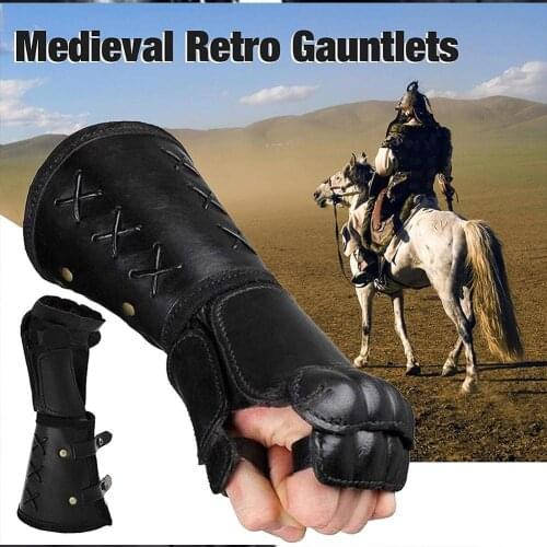 Wide Leather Wristbands Bracelet Arm Armor Armband Gloves Vintage Hand Gauntlets Punk Wide Archery Arm Guard