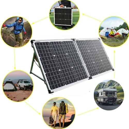 Solar Panels 100W Foldable Solar Panel (2pcs 50w)12V With 12V/24V Solar Controller For Camping/Travel