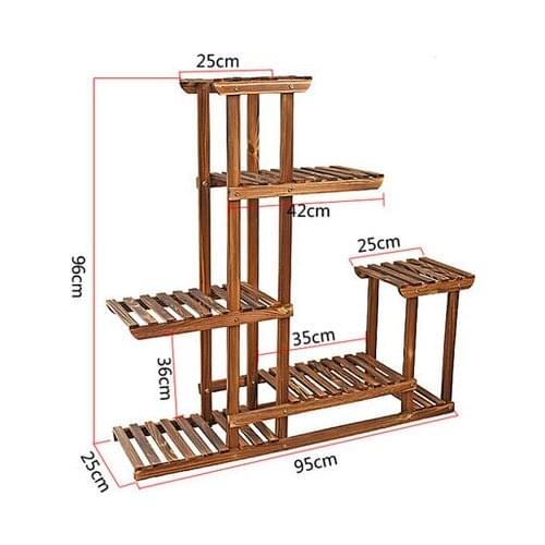 Flowerpot rack carbonized wood flower plant indoor floor living room balcony frame multi-layer flowerpot rack