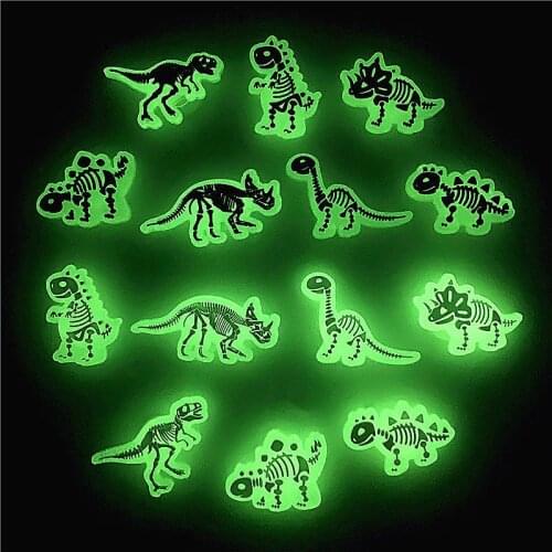 1pcs Luminous Dinosaur Skeleton Shoe Charms Triceratops Raptor PVC Shoe Decoration Designer for croc jibz Kids X-mas Party Gifts