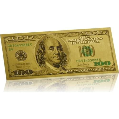 WR Quality 24k Gold Plated Foil Banknote Collectible Business Gifts USD 100 Golden Banknote United States Copy Paper Money
