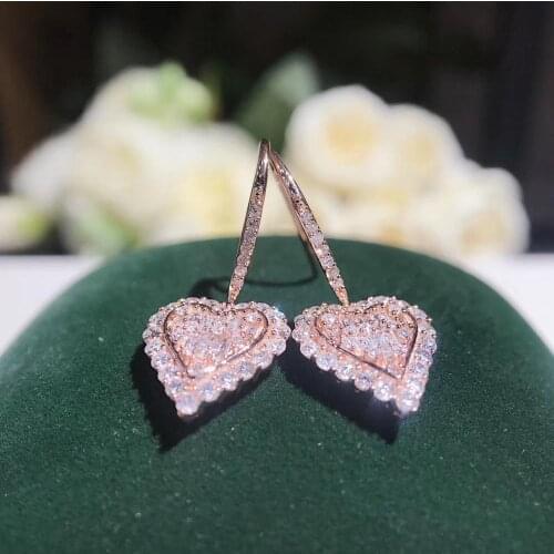 AEAW Luxury 1.0ct Diamond GF color Drop Earrings Real 18k White Gold Natural Real Diamond Wedding Earrings For Women