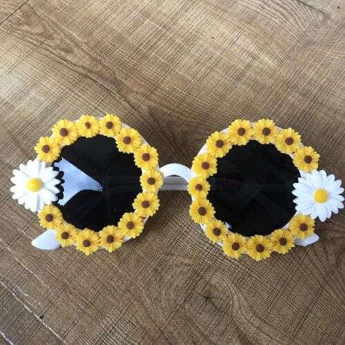 AJ Round Flower Designer Women Sunglasses Yellow Dasiy Spring Female Sun Glasses UV400 DIY Handmade Eyewear Cute Oculos de sol