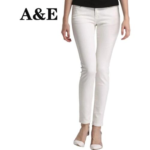 Alice & Elmer Skinny Jeans Woman Jeans For Girls Jeans Shortened Women Mid Waist Stretch Jeans Female Pants White